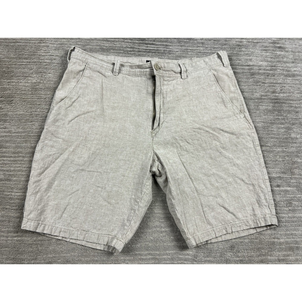 Express Shorts Mens 36 Beige Chino Linen Blend Flat Front Outdoors Casual